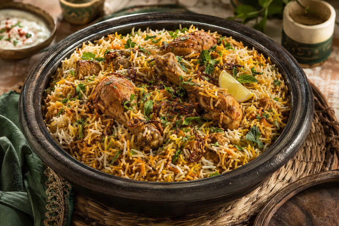 Pakistani chicken biryani made with TAVAAZO Biryani Masala